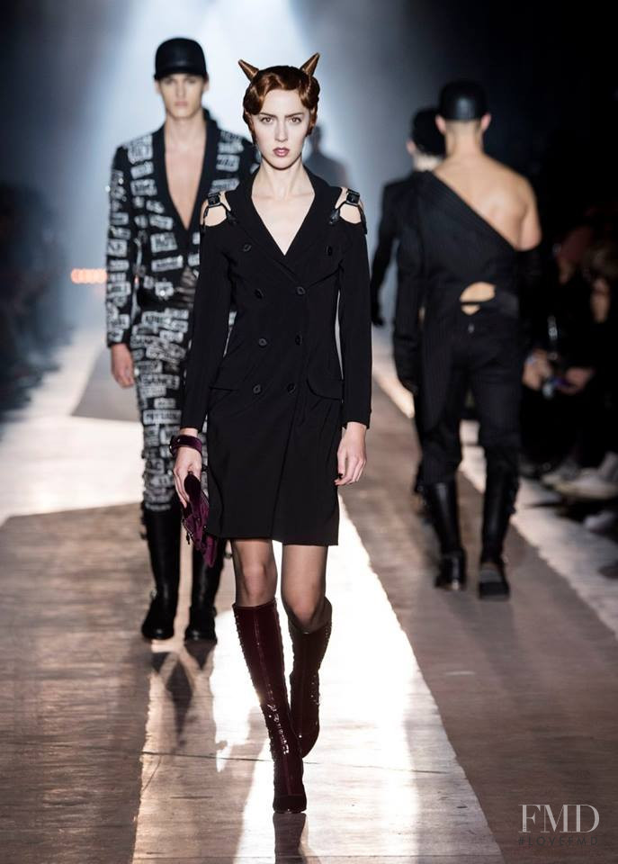 Teddy Quinlivan featured in  the Moschino fashion show for Autumn/Winter 2018