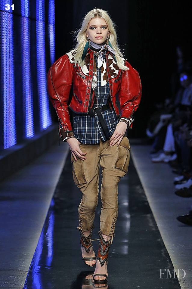Stella Lucia featured in  the DSquared2 fashion show for Autumn/Winter 2018