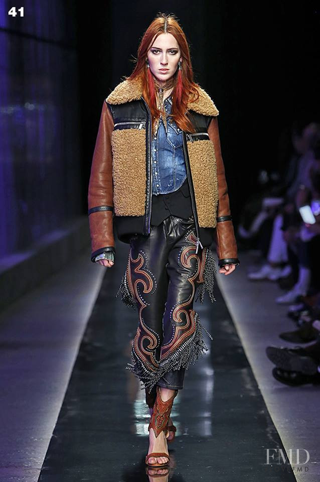 Teddy Quinlivan featured in  the DSquared2 fashion show for Autumn/Winter 2018