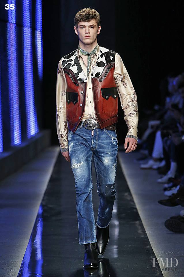 Mattia Giovannoni featured in  the DSquared2 fashion show for Autumn/Winter 2018