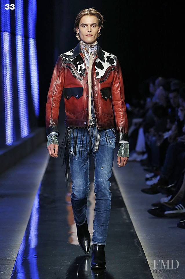 Parker van Noord featured in  the DSquared2 fashion show for Autumn/Winter 2018