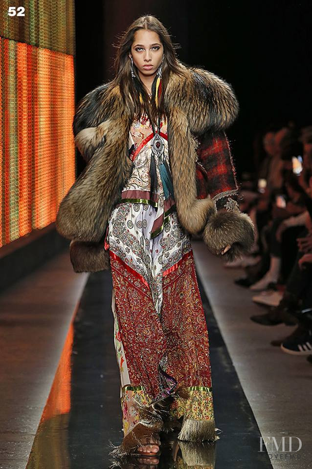 Yasmin Wijnaldum featured in  the DSquared2 fashion show for Autumn/Winter 2018