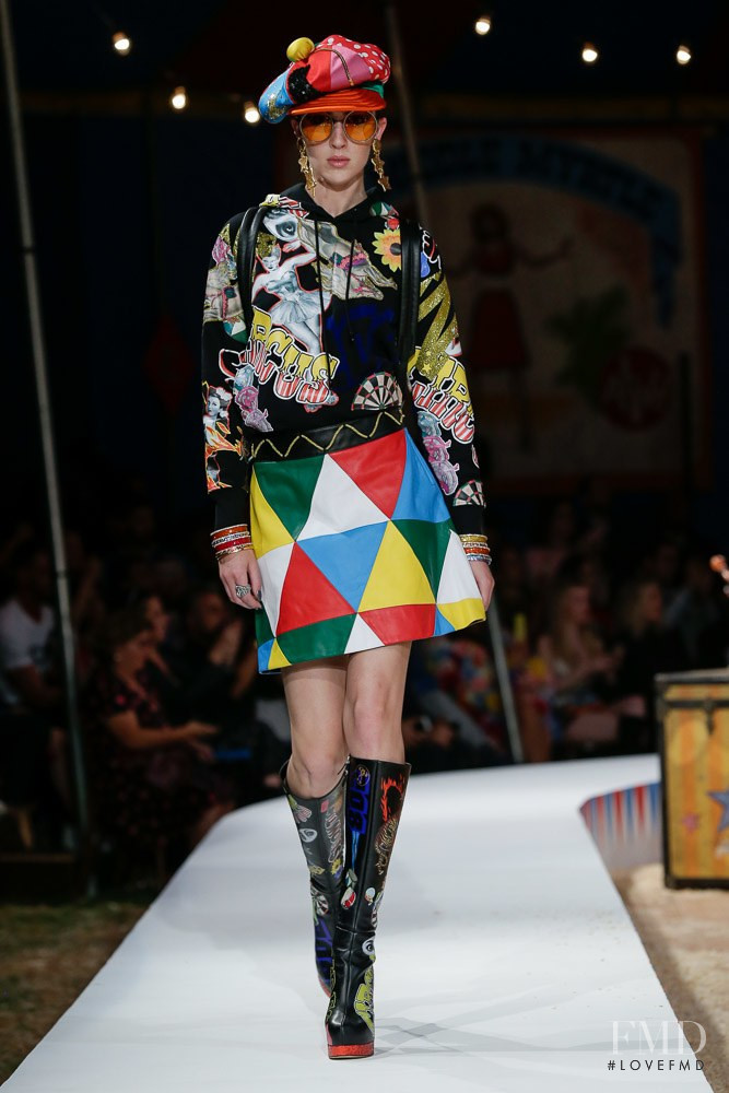 Teddy Quinlivan featured in  the Moschino fashion show for Resort 2019