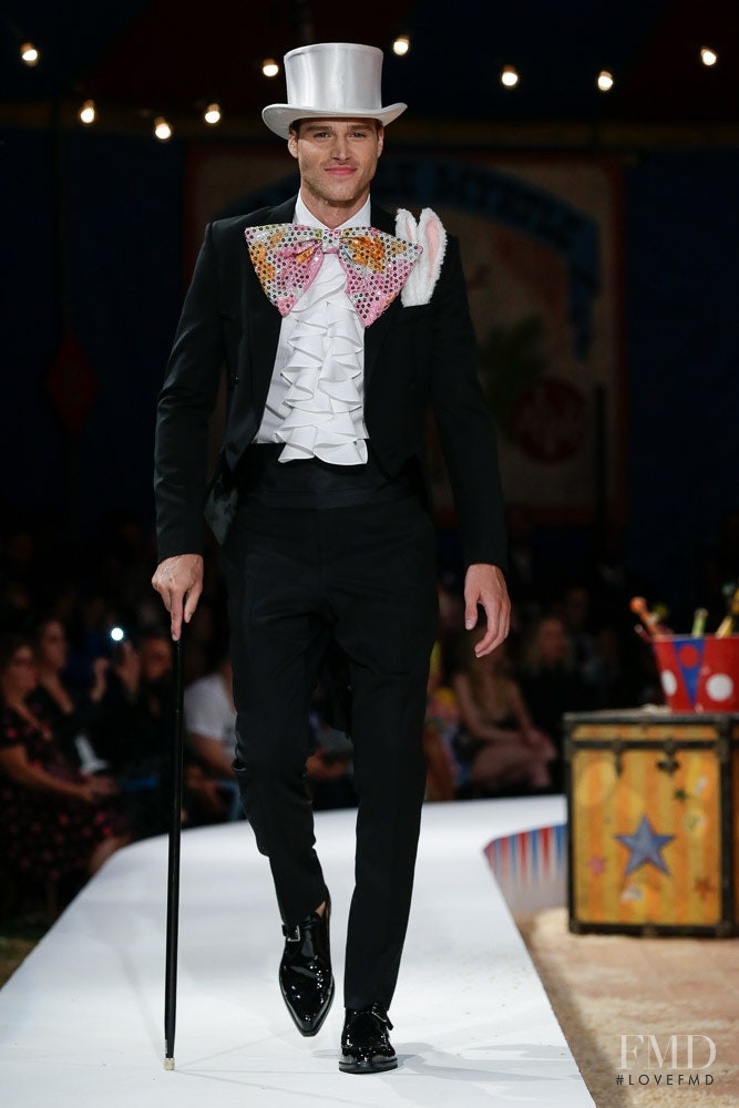 Matthew Noszka featured in  the Moschino fashion show for Resort 2019
