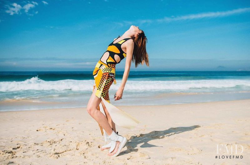 Teddy Quinlivan featured in  the Louis Vuitton LV Cruise Rio Insta-Shoot advertisement for Spring/Summer 2017