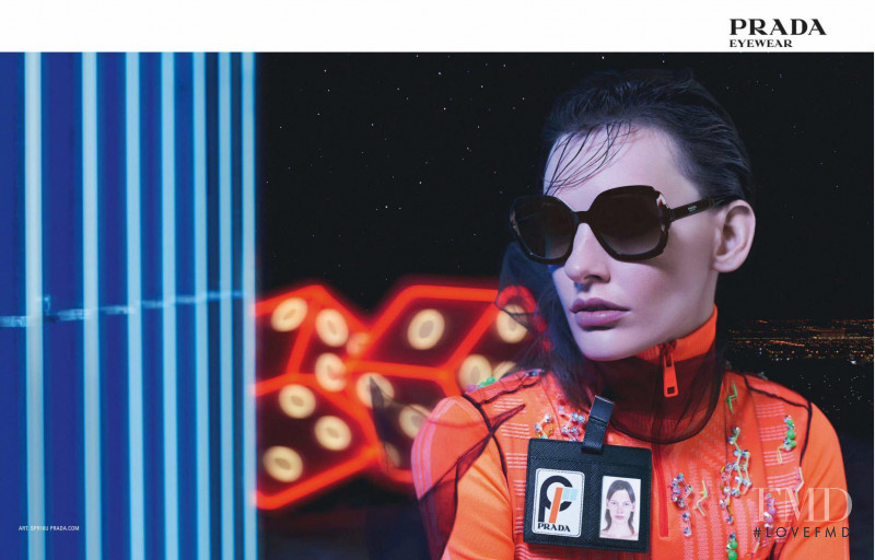 Amanda Murphy featured in  the Prada advertisement for Autumn/Winter 2018
