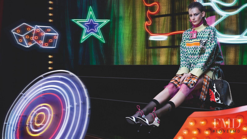 Amanda Murphy featured in  the Prada advertisement for Autumn/Winter 2018