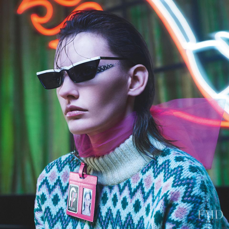 Amanda Murphy featured in  the Prada advertisement for Autumn/Winter 2018