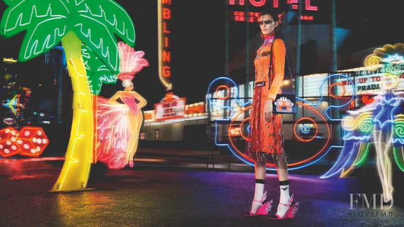 Amanda Murphy featured in  the Prada advertisement for Autumn/Winter 2018