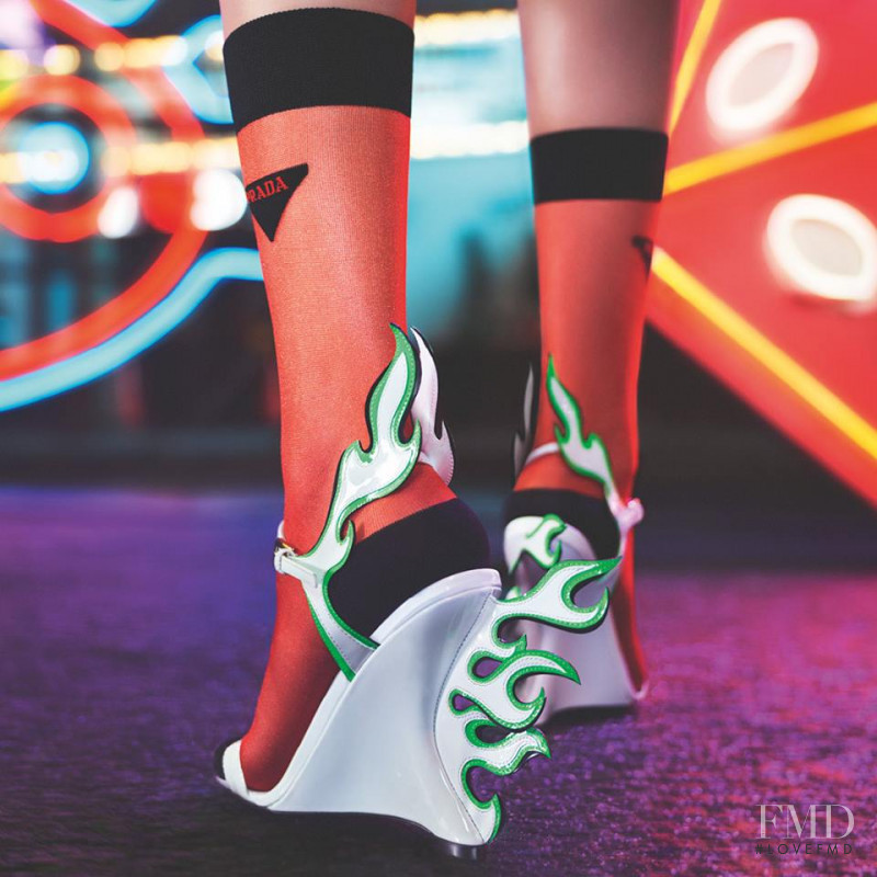 Amanda Murphy featured in  the Prada advertisement for Autumn/Winter 2018