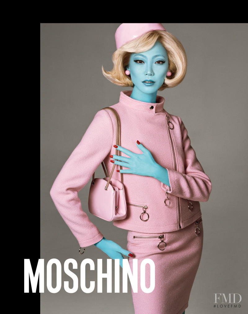 Soo Joo Park featured in  the Moschino advertisement for Autumn/Winter 2018