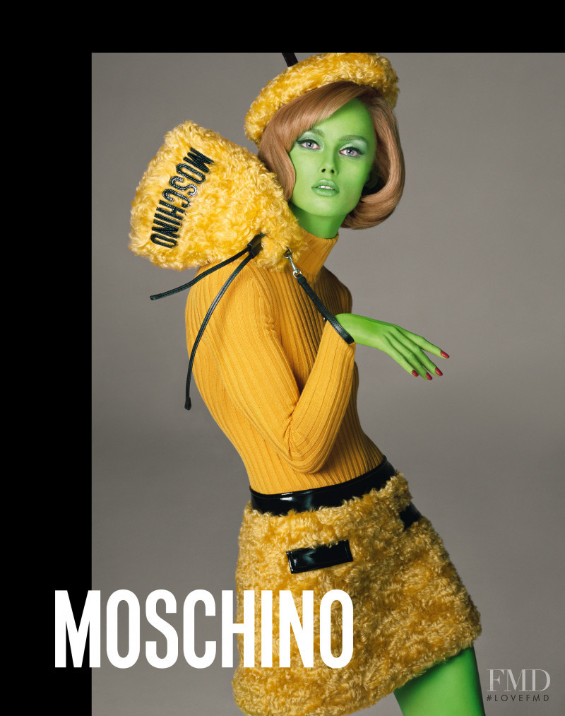 Rianne Van Rompaey featured in  the Moschino advertisement for Autumn/Winter 2018