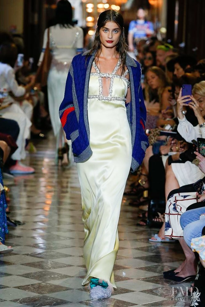 Taylor Hill featured in  the Miu Miu fashion show for Resort 2019