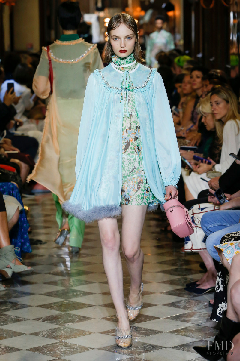 Fran Summers featured in  the Miu Miu fashion show for Resort 2019