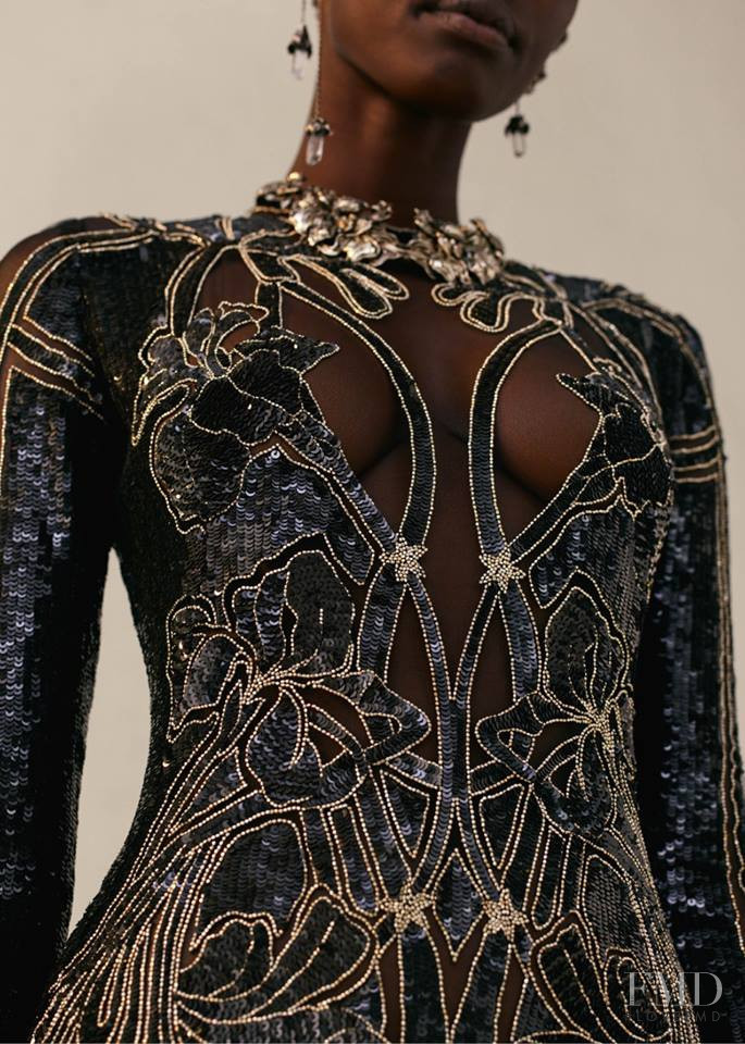 Shanelle Nyasiase featured in  the Alexander McQueen lookbook for Pre-Fall 2018