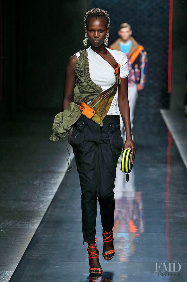 Shanelle Nyasiase featured in  the DSquared2 fashion show for Spring/Summer 2019
