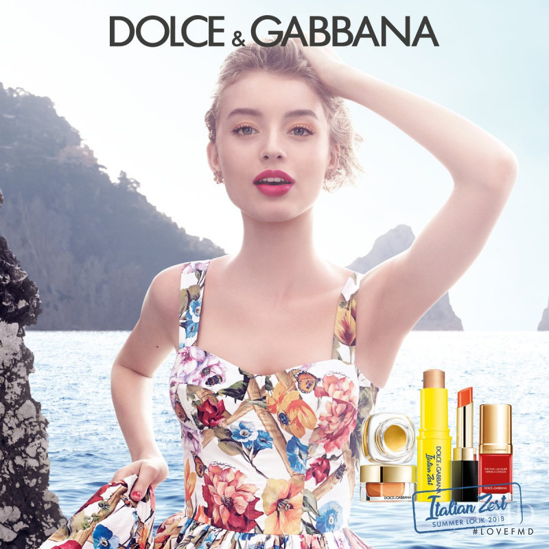 Giulia Maenza featured in  the Dolce & Gabbana Beauty advertisement for Summer 2018