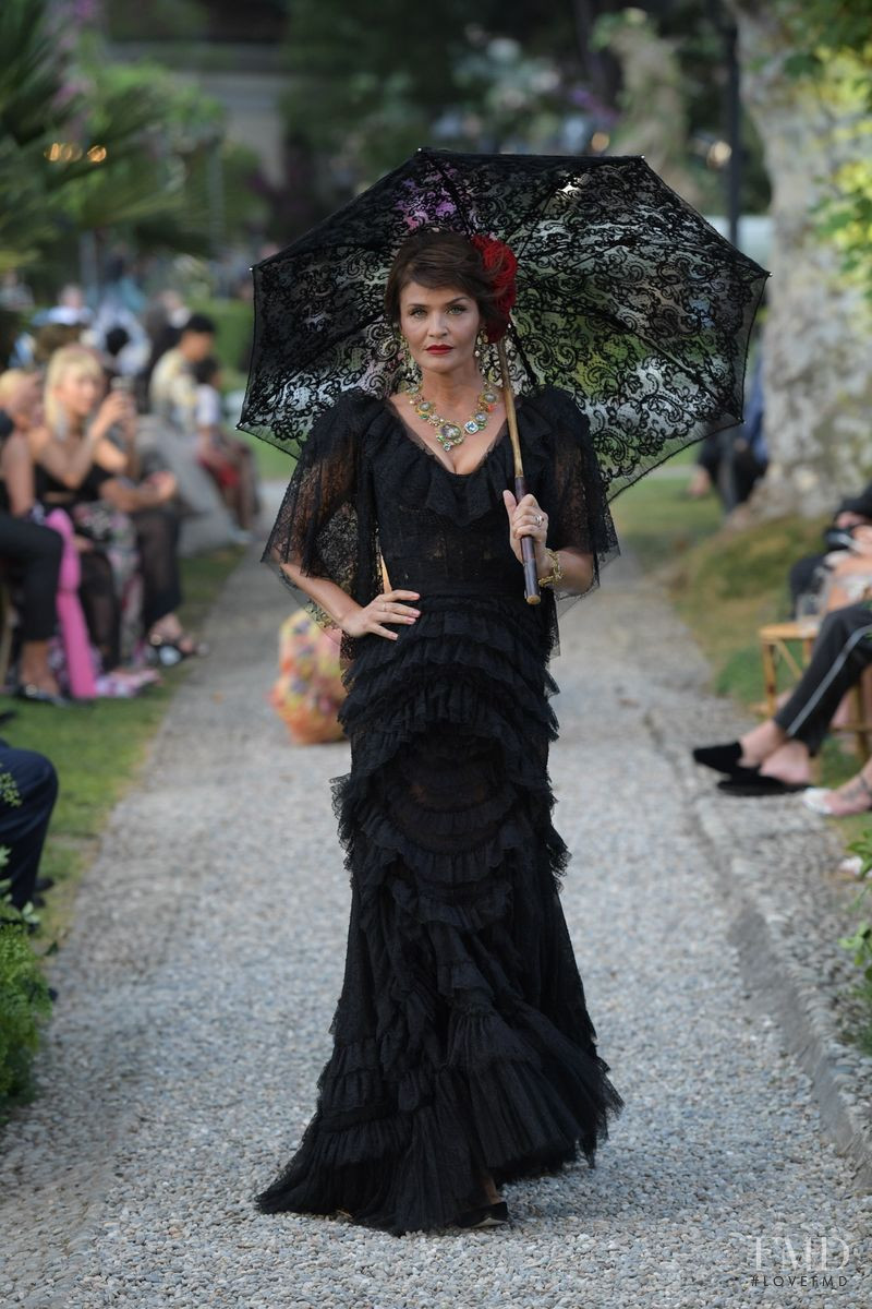 Helena Christensen featured in  the Dolce & Gabbana Alta Moda The Betrothed fashion show for Autumn/Winter 2018