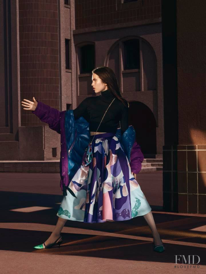 Lily Stewart featured in  the Pucci advertisement for Autumn/Winter 2018
