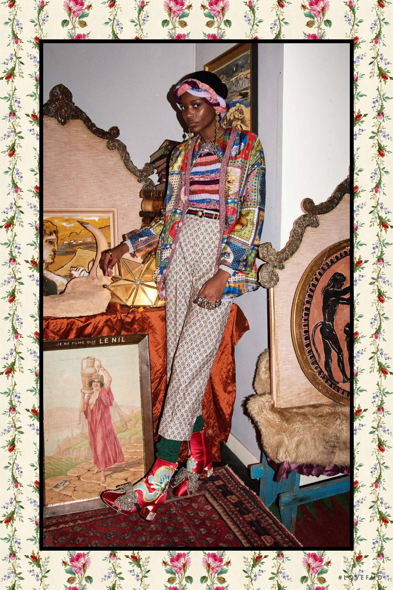 Elibeidy Dani featured in  the Gucci lookbook for Pre-Fall 2017