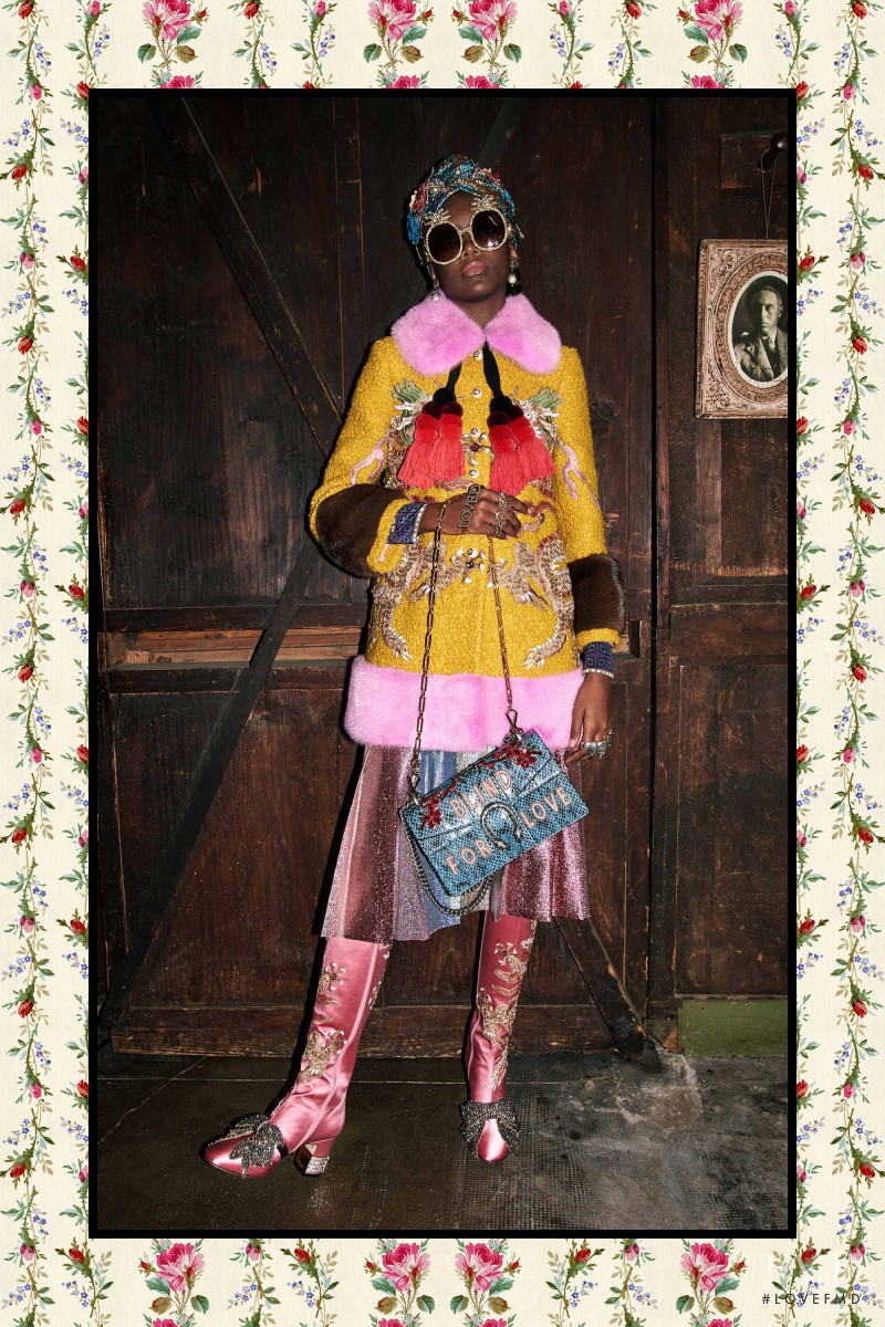 Elibeidy Dani featured in  the Gucci lookbook for Pre-Fall 2017
