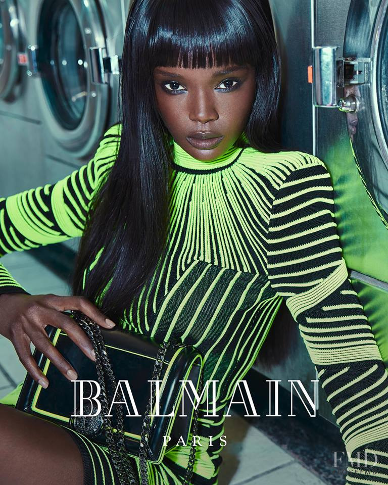 Duckie Thot featured in  the Balmain The Balmain Beat advertisement for Autumn/Winter 2018