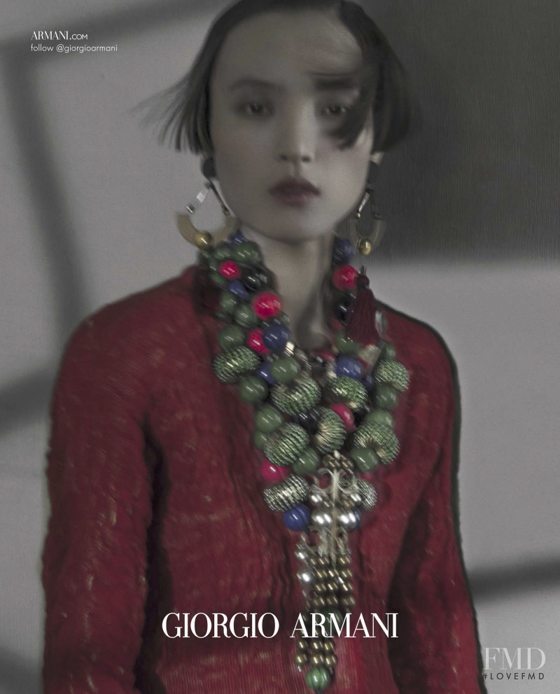 Luping Wang featured in  the Giorgio Armani advertisement for Autumn/Winter 2018