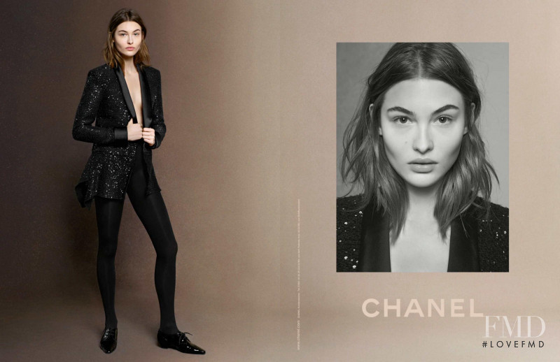 Grace Elizabeth featured in  the Chanel advertisement for Autumn/Winter 2018