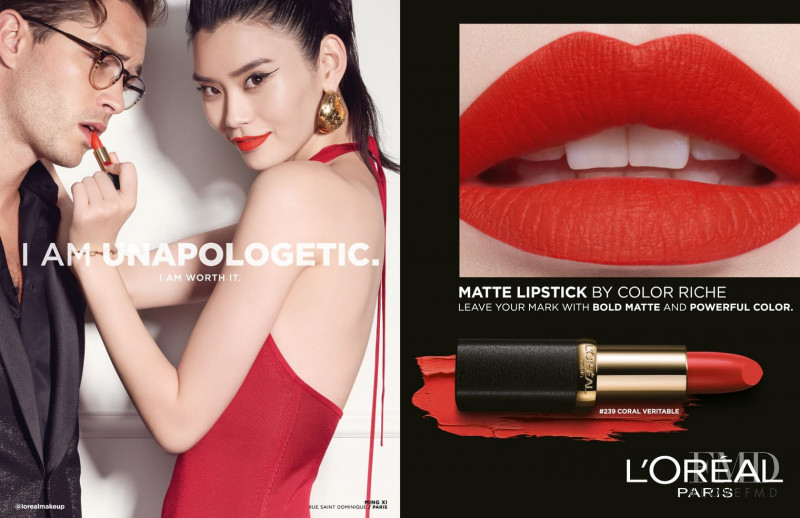 Ming Xi featured in  the L\'Oreal Paris Color Riche Matte advertisement for Spring/Summer 2018