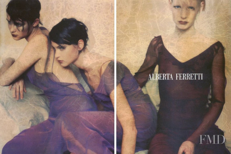 Kirsten Owen featured in  the Alberta Ferretti advertisement for Spring/Summer 1998