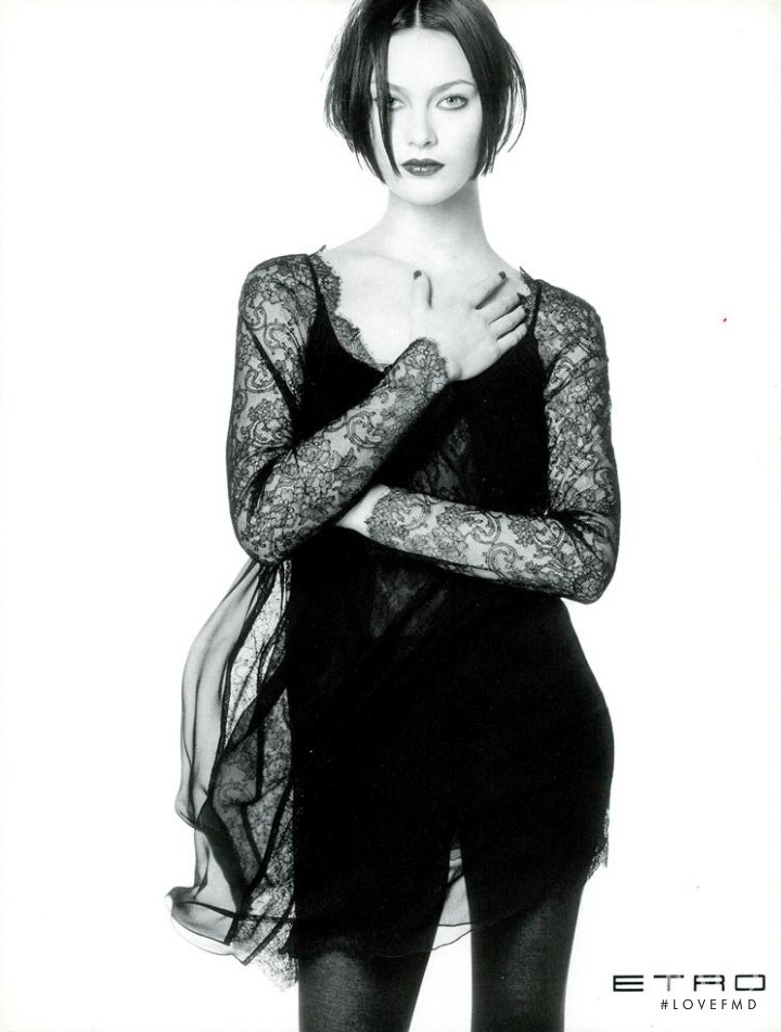 Shalom Harlow featured in  the Alberta Ferretti advertisement for Autumn/Winter 1994