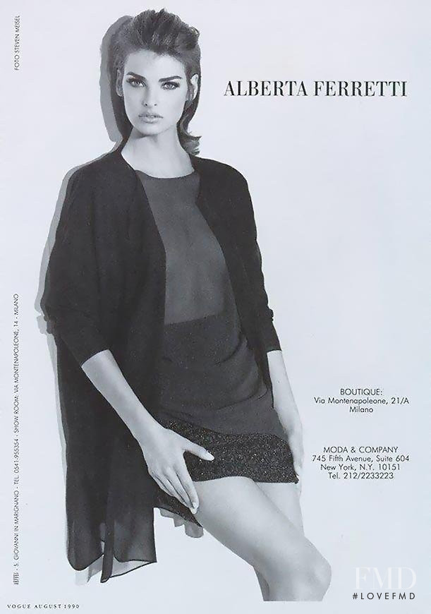 Shalom Harlow featured in  the Alberta Ferretti advertisement for Autumn/Winter 1990