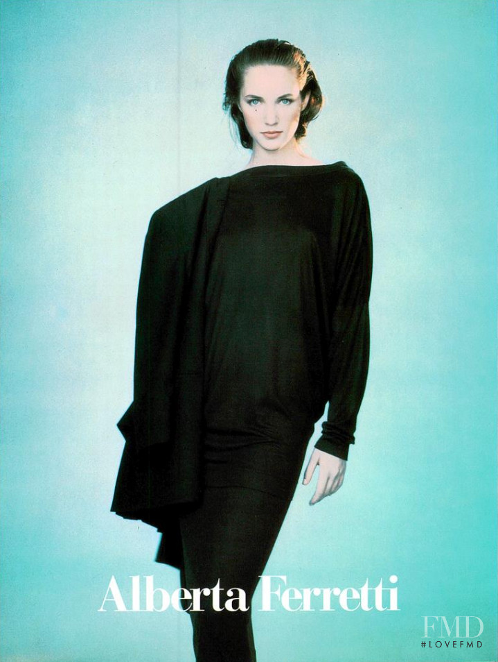 Cecilia Chancellor featured in  the Alberta Ferretti advertisement for Spring/Summer 1987