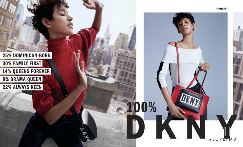 Janiece Dilone featured in  the DKNY advertisement for Autumn/Winter 2018