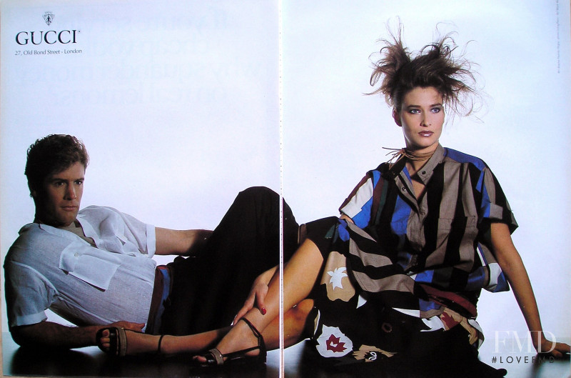 Rosemary McGrotha featured in  the Gucci advertisement for Spring/Summer 1983