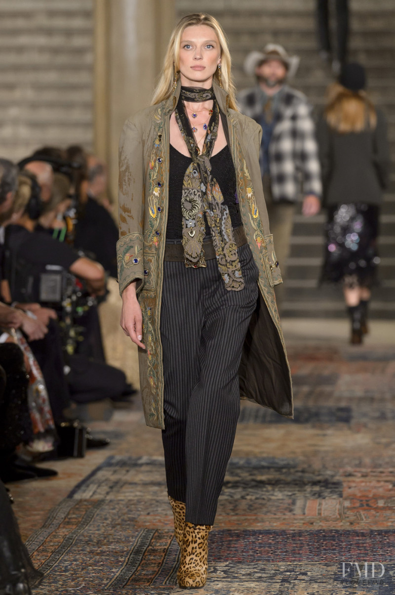 Olga Sherer featured in  the Ralph Lauren Collection fashion show for Autumn/Winter 2018