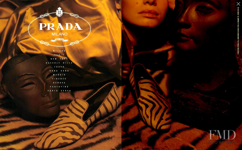 Cordula Reyer featured in  the Prada advertisement for Autumn/Winter 1989