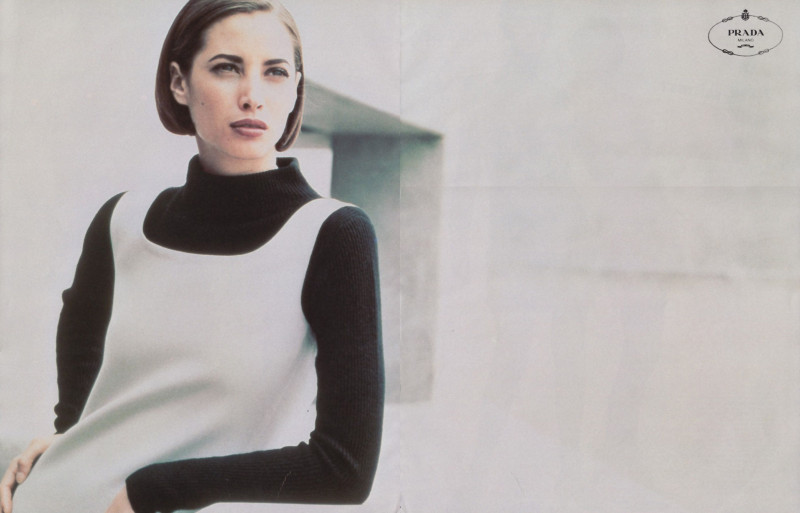 Christy Turlington featured in  the Prada advertisement for Autumn/Winter 1991