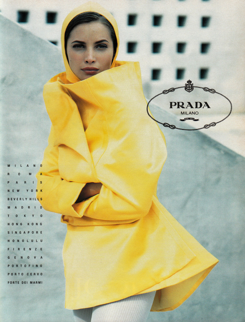 Christy Turlington featured in  the Prada advertisement for Autumn/Winter 1991