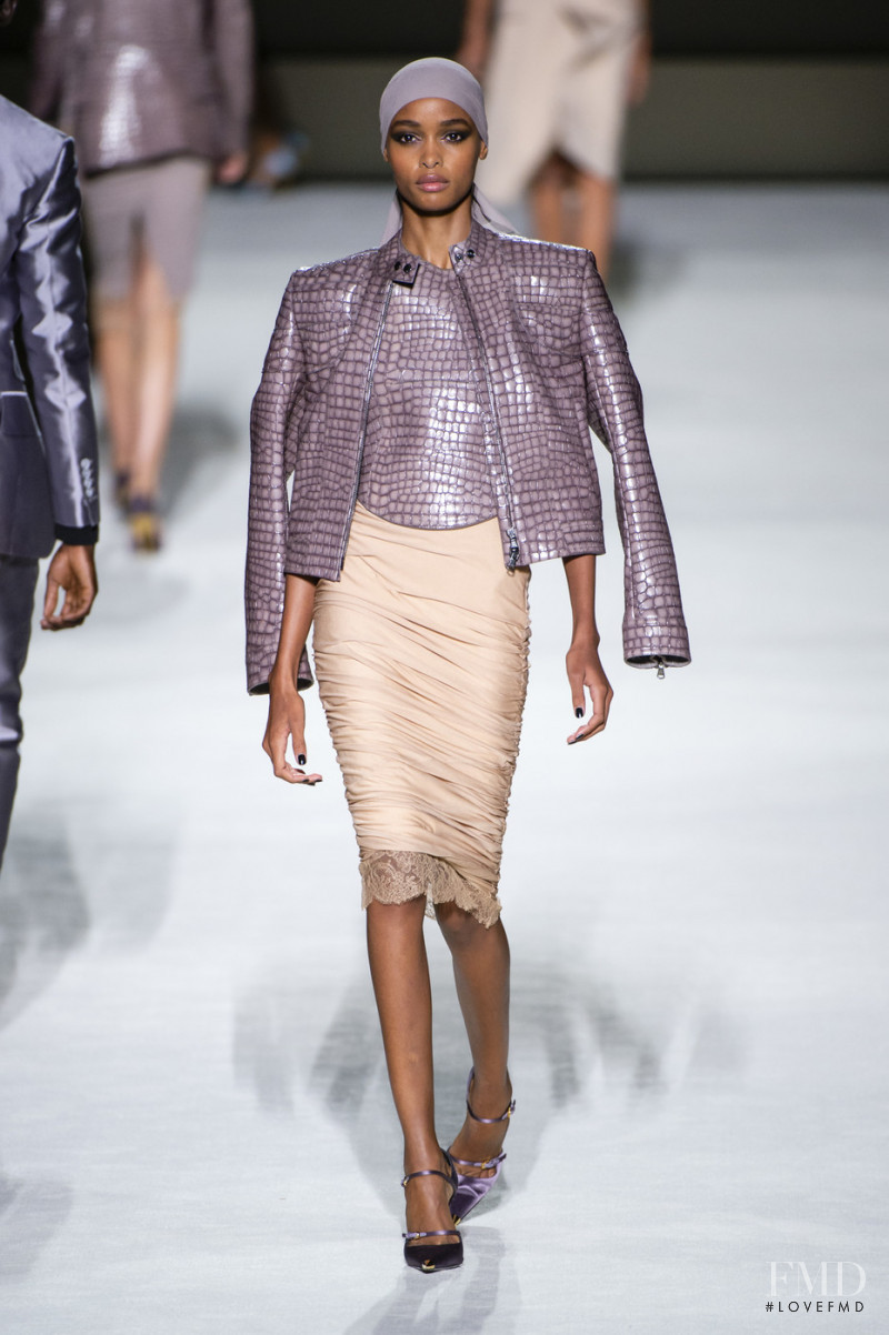 Blesnya Minher featured in  the Tom Ford fashion show for Spring/Summer 2019