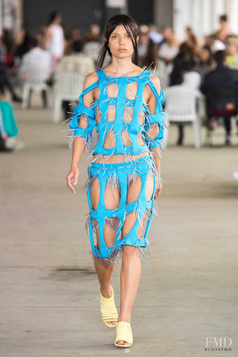 Sara Hiromi Skinner featured in  the Eckhaus Latta fashion show for Spring/Summer 2019