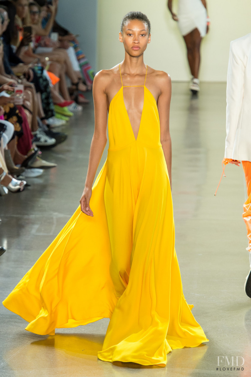 Nikita  MBouroukounda featured in  the Milly fashion show for Spring/Summer 2019