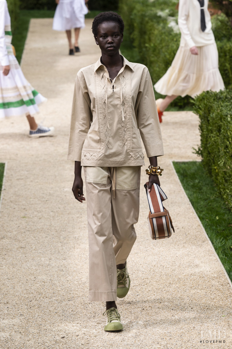 Adut Akech Bior featured in  the Tory Burch fashion show for Spring/Summer 2019