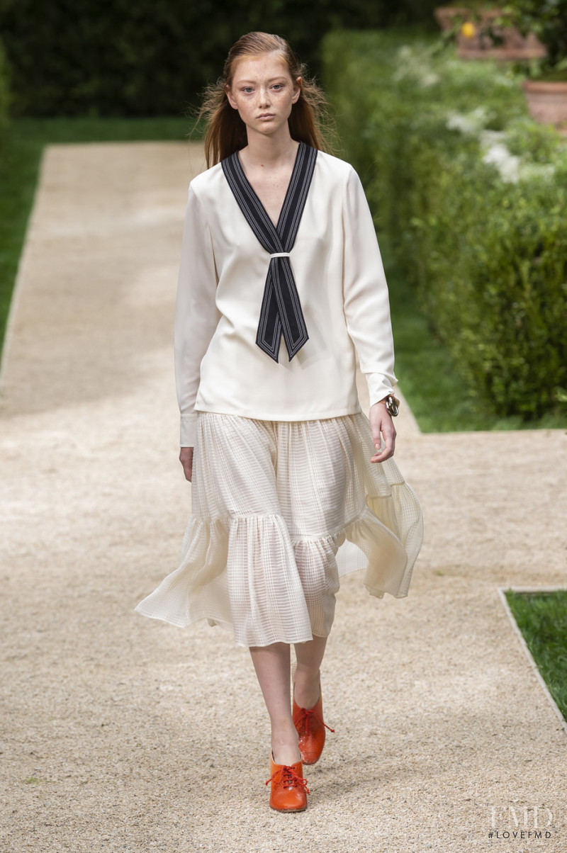 Sara Grace Wallerstedt featured in  the Tory Burch fashion show for Spring/Summer 2019