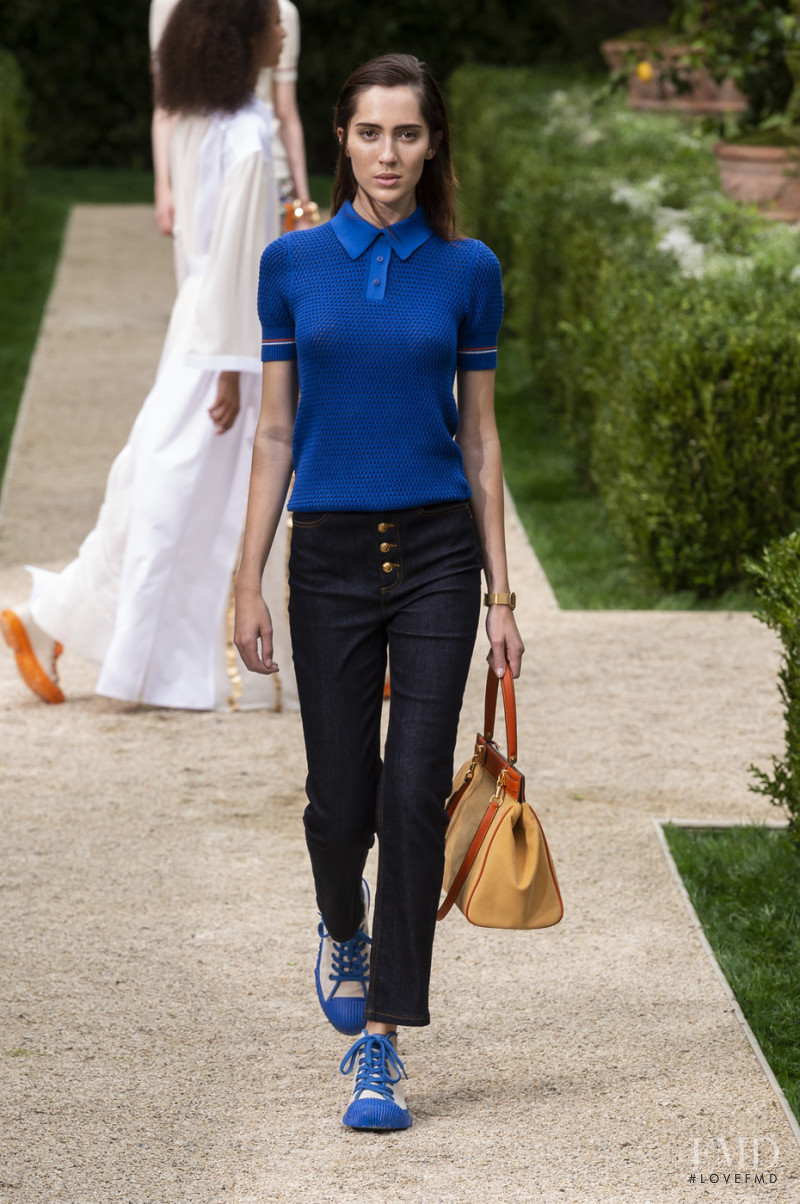 Teddy Quinlivan featured in  the Tory Burch fashion show for Spring/Summer 2019