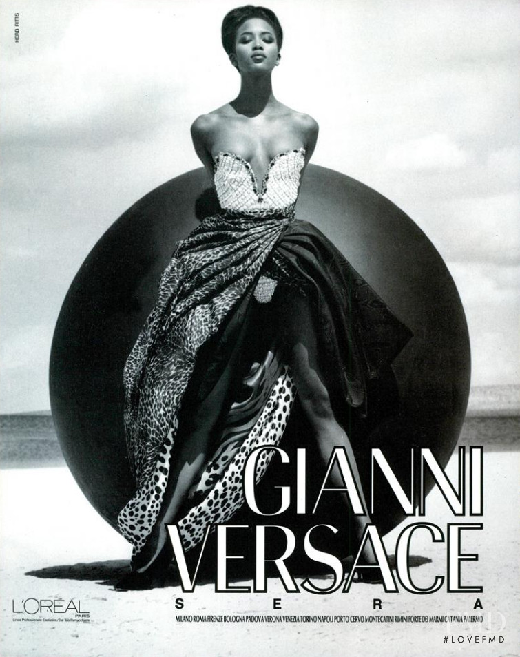 Naomi Campbell featured in  the Versace advertisement for Autumn/Winter 1990