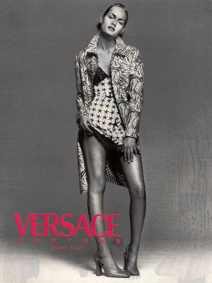 Amber Valletta featured in  the Versace advertisement for Spring/Summer 1996