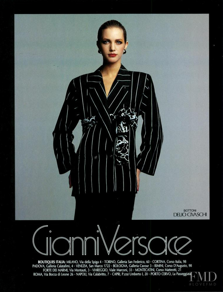 Cecilia Chancellor featured in  the Versace advertisement for Spring/Summer 1985