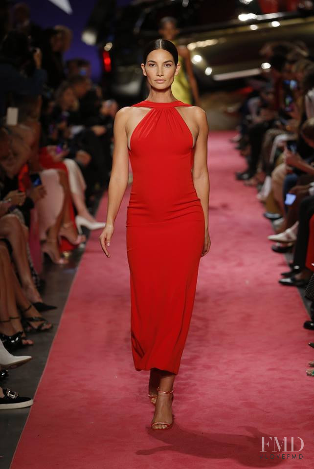 Lily Aldridge featured in  the Brandon Maxwell fashion show for Spring/Summer 2019