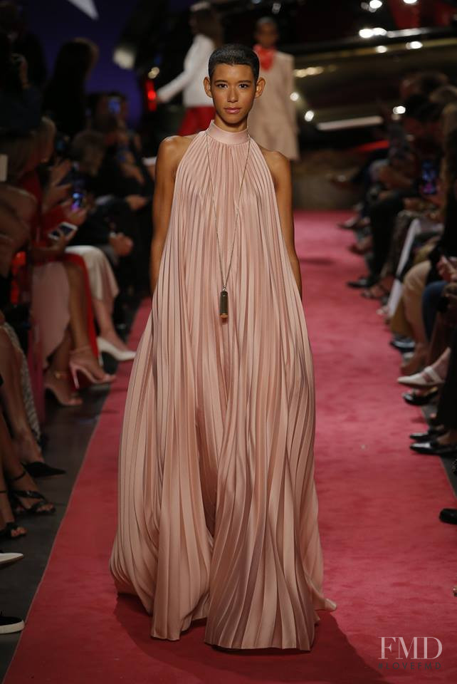 Janiece Dilone featured in  the Brandon Maxwell fashion show for Spring/Summer 2019